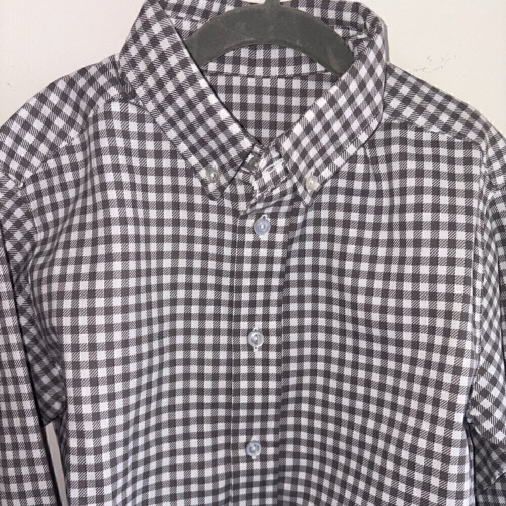 Boys Kelly's Kids Gingham Button Collar Long Sleeve Shirt - Size 5-6 - Tan
